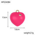 French vintage pink heart pendant with shell pearl inlay in stainless steel gold finish - Pink Orange Heart Style (HP2242B4)