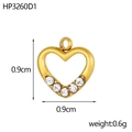 Goldener Edelstahl Herzanhänger mit Kristallen, 0,9 cm großem Schmuckzubehör - Gold Strass Herz Stil (HP3260D1)