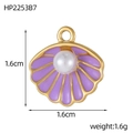 Detail of a purple enamel shell pendant with pearl inlay, size 1.6cm by 1.6cm and 1.6g - Purple Shell Style (HP2253B7)