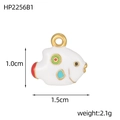 Detailed view of fish-shaped enamel pendant with dimensions 1.0cm by 1.5cm and red tail fin - White Fish Style (HP2256B1)