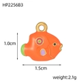 Macro detail of orange enamel fish charm with colorful accents and golden loop - Orange Fish Style (HP2256B3)