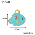 French vintage style green fish enamel charm pendant with colorful dots and gold trim - Teal Fish Style (HP2256B4)
