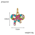 Detailed view of 1.1cm bow pendant with colorful rhinestones and gold-tone base - Colorful Rhinestone Bow Style (JP35657D1)