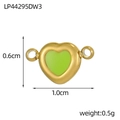 Connecteur de bijoux en forme de cœur doré avec émail vert clair et doubles boucles - Style Cœur Émail Vert Tendre (LP44295DW3)