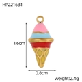 Detailed dimensions of a colorful enamel ice cream pendant with 1.6cm height and 0.8cm width - Pink Ice Cream Style (HP2216B1)