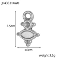 Polished silver stainless steel bow pendant showing dimensions 1.5cm by 1.0cm - Silver Geometric Abstract Style (JP43331AW0)