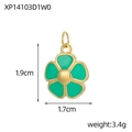 Pendentif fleur en émail vert et acier inoxydable doré mesurant 1,9 cm sur 1,7 cm - Style Fleur à Cinq Pétales Vert Vif (XP14103D1W0)