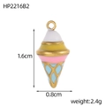 Colorful stainless steel ice cream cone pendant charm for DIY jewelry and fashion accessories - Colorful Ice Cream Cone (HP2216B2)