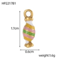 Colorful striped enamel candy pendant in stainless steel with dimensions and weight - Striped Candy Style (HP2217B1)