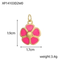 Pendentif fleur en émail rose avec base dorée, hauteur 1,9 cm pour bijoux DIY - Style Fleur de Prunier Rose Vif (XP14103D2W0)