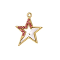 Macro-opname van de sterhanger met roze zirkonen en witte parelmoeren inlegwerk - Pentagram Parelmoer Met Roze Zirkoon Hanger (HP43458D2A4)