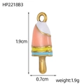 Detail view of colorful enamel popsicle charm with size 1.9cm height and 0.7cm width - Four-color Striped Popsicle (HP2218B3)