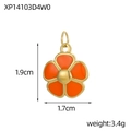 Pendentif fleur orange en acier inoxydable doré avec émail et dimensions précises - Style Fleur Orange et Or (XP14103D4W0)