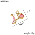 Detailed view of a pink and white enamel scooter pendant with measurements 1.6cm by 1.1cm - Pink White Scooter (HP2226B1)