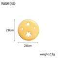 Polished gold stainless steel 20mm round charm with star cutout for DIY jewelry - Hollow Star Round Style (PJ00105D)