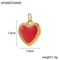 Gold titanium steel heart pendant with red enamel and dimensions 1.2cm x 1.0cm - Red Enamel Heart Style (AP36067D4W0) / Gold