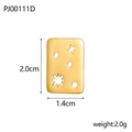 Detailed view of rectangle gold stainless steel pendant with star cutouts 20x14mm - Hollow Star Pattern Rectangle Style (PJ00111D)