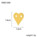 Detailed view of gold-plated heart charm with dual holes showing 1.6cm by 1.2cm dimensions - Flat Heart Double Hole Style (PJ00134D)