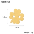 Detailed macro view of golden clover stainless steel DIY accessory with dual holes - Four-leaf Clover Center Double Hole Style (PJ00135D)
