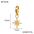 Gold eight-pointed star pendant with lobster clasp and beaded texture measurements shown - Beaded Eight-Pointed Star Style (BP1093B)