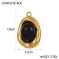 Vintage vergoldeter Herzanhänger mit schwarzem Edelstein und 1,9 cm Höhe - Unregelmäßiger Goldener Schwarzer Achat Stil (GP48377D1Q0)