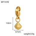 Detailed view of a 1.0x0.7cm gold shell pendant with lobster clasp and measurements - Simple Shell Style (BP1107B)