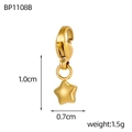 Polished gold star pendant with lobster clasp measuring 1.0cm by 0.7cm for DIY jewelry - Five-Pointed Star Style (BP1108B)