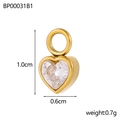 Gold heart-shaped pendant with clear cubic zirconia stone including size and weight details - Gold White Stone Heart Pendant (BP00031B1)