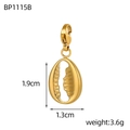 Detailed view of a gold shell charm with lobster clasp measuring 1.9cm x 1.3cm - Conch Shell Style (BP1115B)