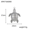 Zilveren schildpad hanger van roestvrij staal met kristallen en duidelijke afmetingen - Schildpad Stijl (Zilver) (AP41716A0W0)