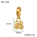 Golden spider charm with lobster clasp detail, dimensions 1.1cm x 0.9cm for DIY jewelry - Spider Shaped Style (BP1135B)
