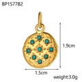 Dettaglio del ciondolo tondo con trama martellata e zirconi blu incastonati - Ciondolo Tondo Strass Blu (BP1577B2)