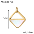 French palace style titanium steel rhombus pendant with white shell inlay, 1.2cm size - Rhombus Shell Pendant (AP33630D1W0)