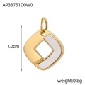 Detail of square titanium steel pendant with white shell inlay and gold plating - Hollow Square Shell Pendant (AP33751D0W0)