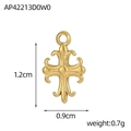 Detail van de 1,2 cm bij 0,9 cm gouden kruis hanger met precieze afmeting markeringen - Kruis Stijl (Goud) (AP42213D0W0)