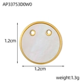 Detail of 1.2cm round white shell pendant with gold titanium steel frame and dual holes - Top Perforated Round Shell Pendant (AP33753D0W0)