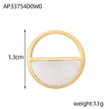 Macro detail of 1.3cm gold plated titanium pendant with white mother of pearl inlay - Semi-Hollow Round Shell Pendant (AP33754D0W0)