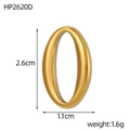 Polished gold stainless steel oval pendant with smooth finish for jewelry making - Polished Oval Tag (HP2620D)