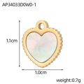 Macro detail of a heart-shaped gold steel pendant with white shell inlay, size 1.1x1.0cm - Wavy Edge Heart Shell Pendant (AP34033D0W0-1)
