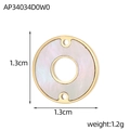 Macro detail of 1.3cm irregular titanium steel pendant with white shell inlay - Center Hollow Round Shell Connector (AP34034D0W0)