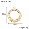Detail showing dimensions of the gold stainless steel round pendant with white enamel inlay - Cuban Chain Round Shell Pendant (AP34038D0W0)