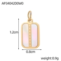 Detailed macro view of gold titanium steel pendant with shimmering mother of pearl inlay - Polka Dot Rectangular Shell Pendant (AP34042D0W0)