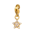 Détail macro d'un pendentif étoile dorée avec cristaux blancs et un fermoir mousqueton - Style Étoile Strass Blanc Fermoir Mousqueton (BP1575B3)
