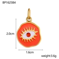 Dettaglio del ciondolo malocchio con zircone rosso che mostra 2.0cm altezza e 1.6cm larghezza - Ciondolo Occhio Pop Smalto Arancione Rosso (BP1625B4)