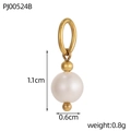 Close-up of a gold star pearl pendant with 1.1cm height and 0.6cm width dimensions - White Bead Design (PJ00524B)