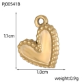 Detailed view of a gold heart charm pendant showing size dimensions of 1.1cm by 1.0cm - Beaded Edge Heart Design (WP36815D0W0)