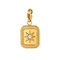Detailed view of a gold square star pendant with lobster clasp and sparkling zircon stone - Clear Gem Square Starburst (BP1509B3)