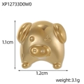 Polierter goldener Schweine-Anhänger mit Maßen 1,1cm x 1,2cm und 3,1g Gewicht im Detail - Cartoon-Schwein-Stil (XP12733D0W0)