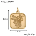 Detailansicht eines 18K Gold-Rosenanhängers mit Maßen 2,0cm Höhe und 1,8cm Breite - Quadratischer Rosenblüten-Relief-Stil (XP13277D0W0)