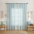 Modern light blue sheer curtains with floral jacquard pattern for living room decor - 100*200cm / Blue Star
